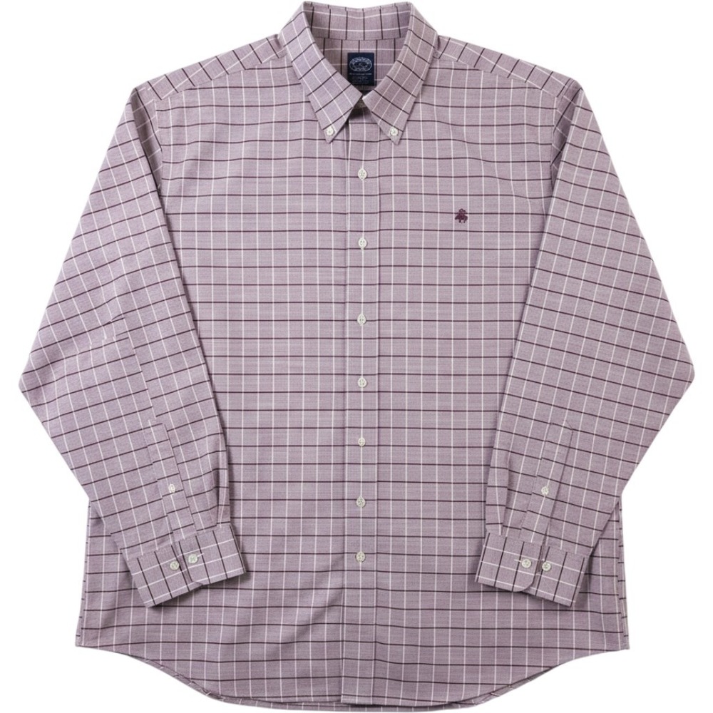 Brooks Brothers Shirt Mens 2XL Red Windowpane Plaid Non Iron BrooksCool NEW